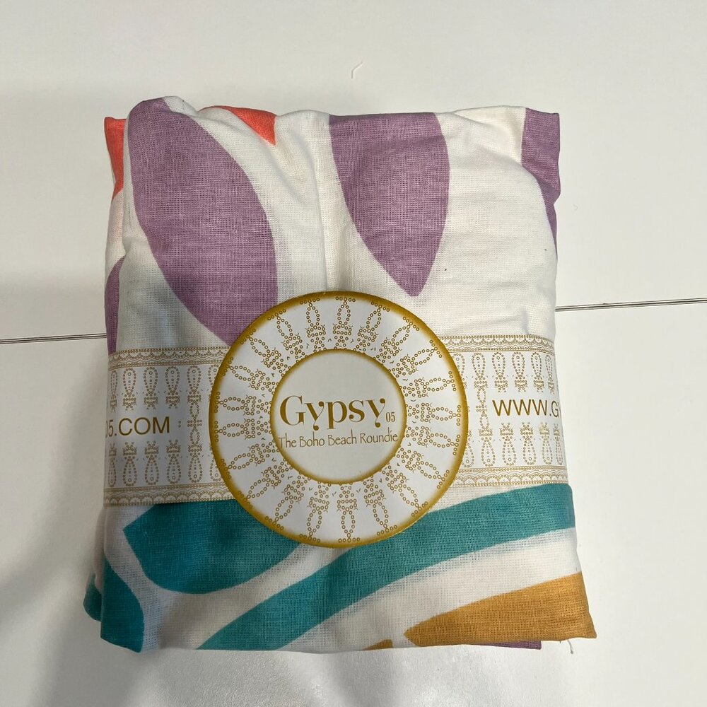 GYPSY 05 Boho Roundie Fringed Picnic Beach Towel (65” Diameter) SO‎ CUTE! - Picture 4 of 7